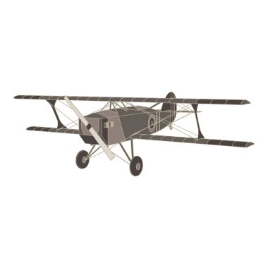 Vektör siyah düz simgesi vintage çift kanatlı Illustration. Uçak