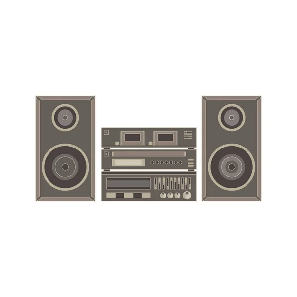 Sistema de áudio vetorial, centro de música em branco, ícone de ilustração plana — Vetor de Stock