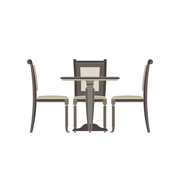 Chaise de table vectorielle deux icône plate isolé. Meubles de restaurant — Image vectorielle