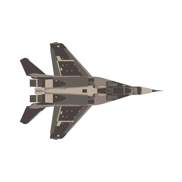Vettore jet jet piatto icona isolata. Aereo militare vista dall'alto — Vettoriale Stock