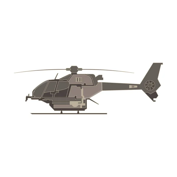 Διάνυσμα ελικόπτερο επίπεδη εικονίδιο απομονωμένη. Αεροσκάφος στρατιωτικής πλευρική θέα — Διανυσματικό Αρχείο