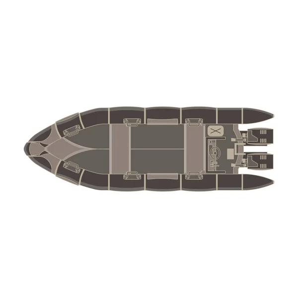 Vektor inflatable boat flat icon top view terisolasi. Motor Vessel - Stok Vektor