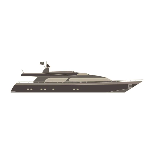 Vector yate icono plano aislado. Barco vista lateral crucero diseño — Vector de stock
