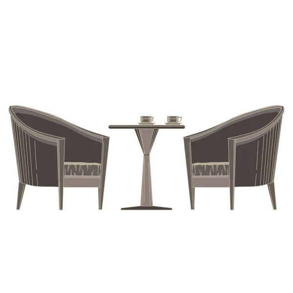 向量的餐厅，表与椅子平图标分离。浪漫 — 图库矢量图片
