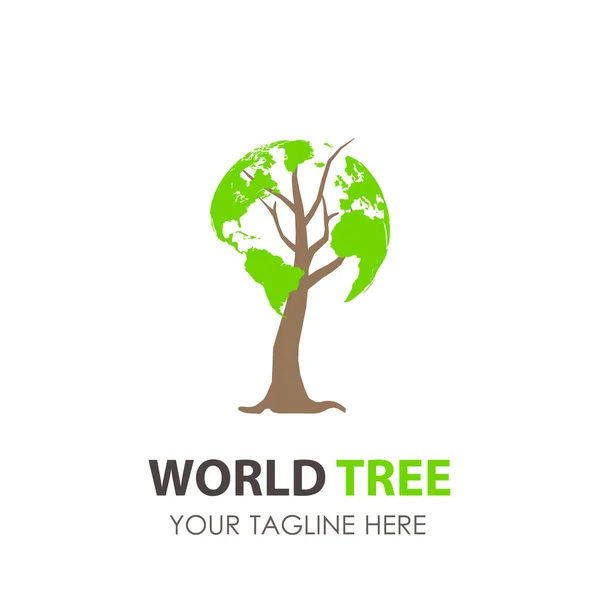 Logo drzewo świata projekt wektor zielony eco liść ikona ilustracja natura — Wektor stockowy