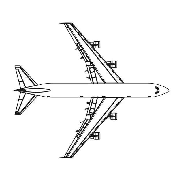 Airplane vector outline icon plane illustration flat isolated — Stock Vector