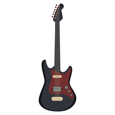 Gitar elektrik vektör siluet simge tasarlamak. Rock müzik 