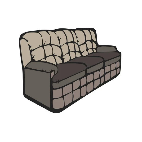 Divan vektör çizim mobilya oda kanepe iç tasarım — Stok Vektör