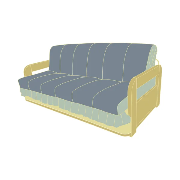 Sofa blaue Möbel Couch isoliert Interieur moderne Illustration — Stockvektor