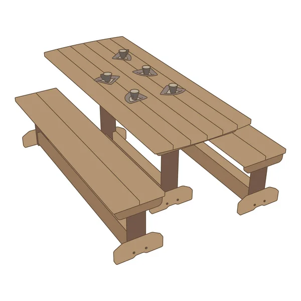 Picnic mesa vector icono ilustración parque fondo madera al aire libre — Vector de stock