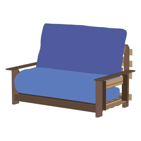Sofa blaue Möbel Couch isoliert Interieur moderne Illustration — Stockvektor