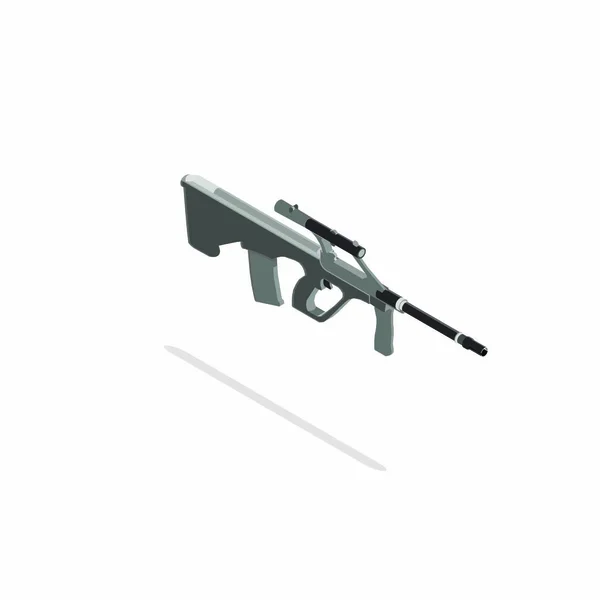 Rifle sniper isometrische vector jacht geweer illustratie silhouet — Stockvector