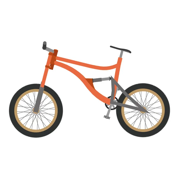 Bicicleta montaña cuesta abajo naranja vector plano icono bicicleta ilustración extrema — Vector de stock