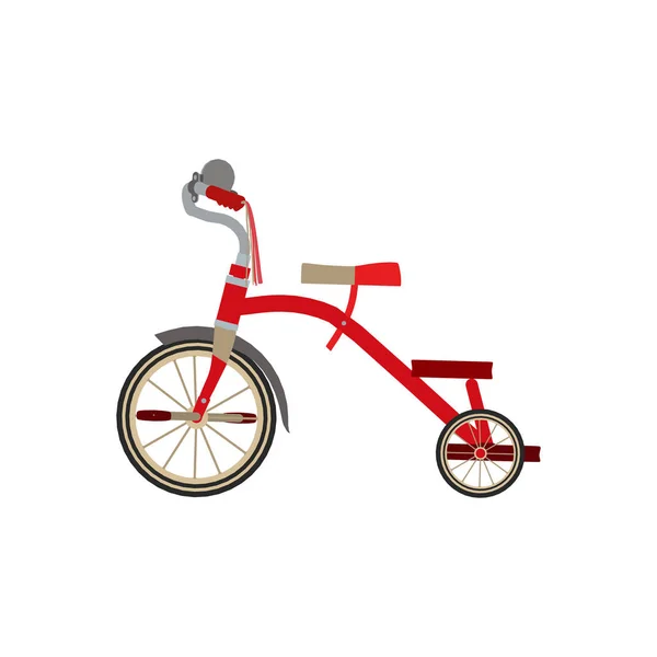 Vélo tricycle vecteur icône de vélo jouet isolé roue rouge — Image vectorielle