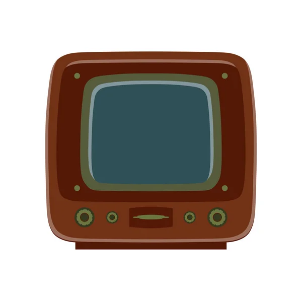 Tv retro televisión icono vector de la vieja tecnología de diseño de pantalla vintage — Vector de stock