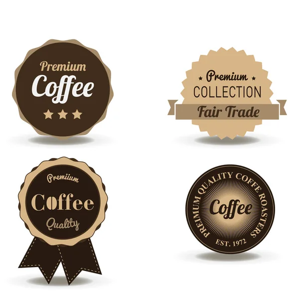 Kaffee-Getränk-Abzeichen und Etikett-Vektor flaches Logo Vintage Café Symbol — Stockvektor