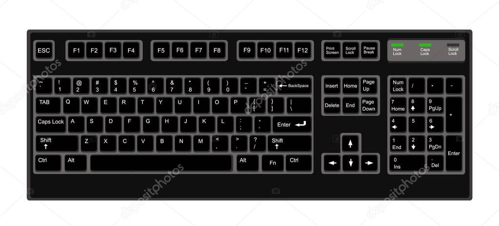 Keyboard vector illustration computer modern background isolated keypad