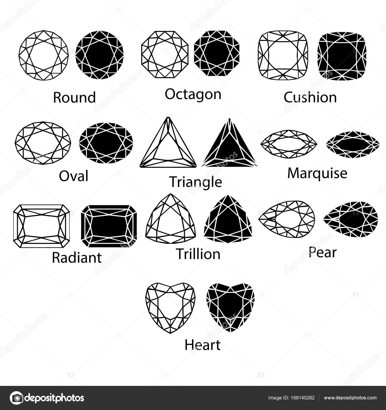Shapes Gem Cut Types Gemstone Cuts And Shapes Gemstones Vector