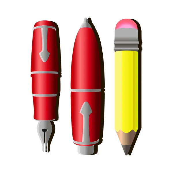 Écriture stylo vecteur crayon icône outils conception illustration isolé — Image vectorielle