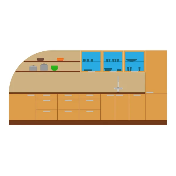 Kuchyňské linky vektorová nábytek interiér ikona ilustrace design — Stockový vektor