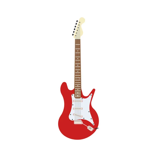 Guitar electric red vector rock music illustration. Instrument — Stock Vector