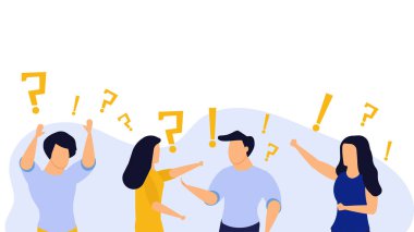 Öğrenci problemi fikri vektör iş illüstrasyon sorunu. Karakter tehlikesi kavramı çözer. Düz insanlar düşünür ve kafaları karışır. İkilem sorunu mucizevi bir şekilde işe yarar. İnsan durumu tasarım arka planı