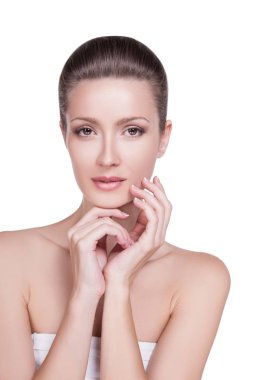 yüz eller tarafından dokunmadan kadın