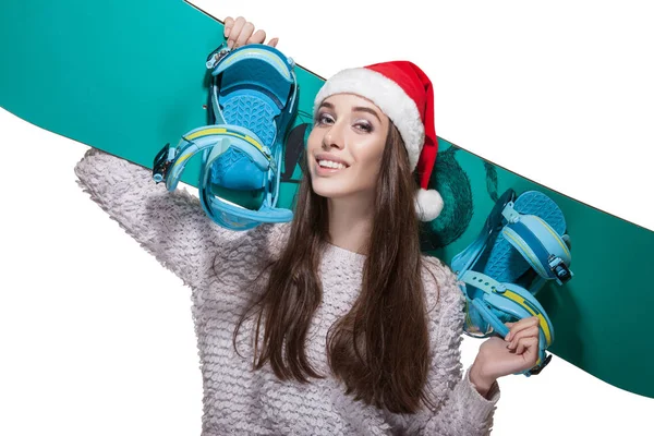 snowboard omzuna tutan kadın 