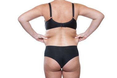 Tombul kadın bel cilt pinching 