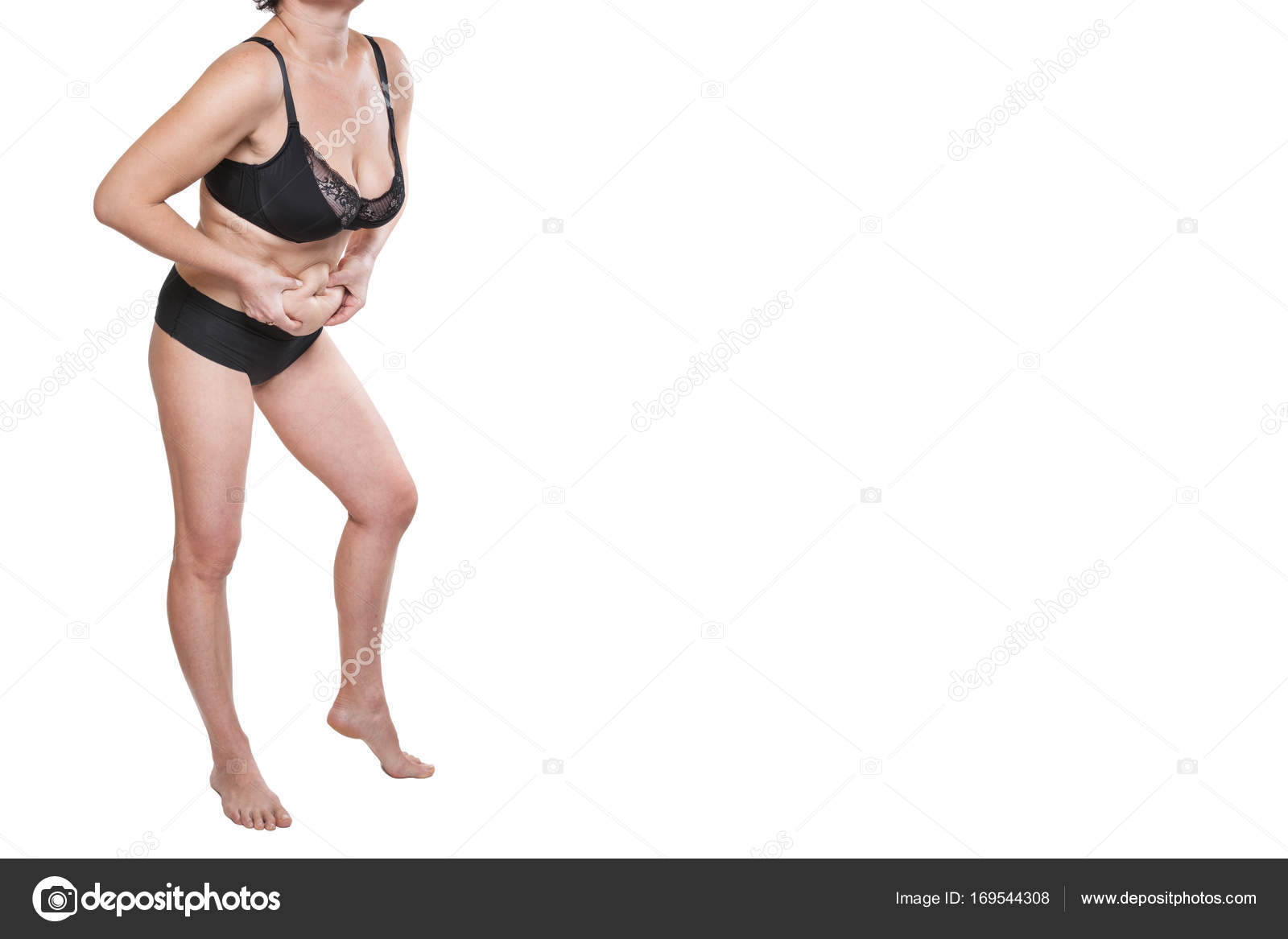 Pancia Della Spremitura Donna Cicciona Foto Stock C Luzgareva 169544308