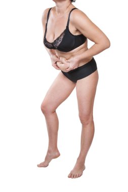 Tombul kadın sıkma göbek