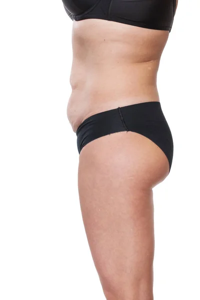 Chubby female body in underwear Stock Picture