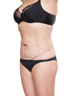 Tombul kadın bedeni marker ile kaplı