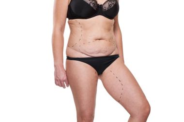 Tombul kadın bedeni marker ile kaplı