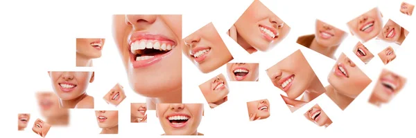 Gülümseyen kadın yüzler, kolaj 