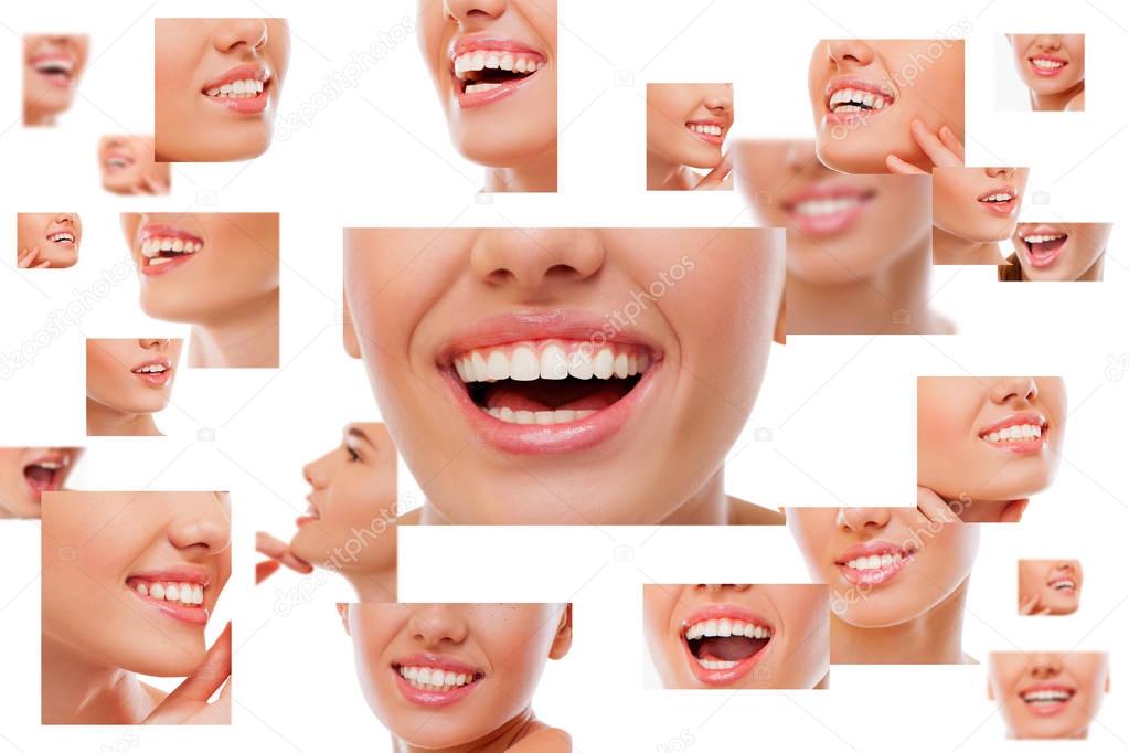 Collage of smiling women faces 