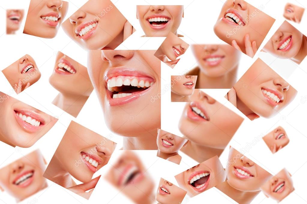 Collage of smiling women faces 