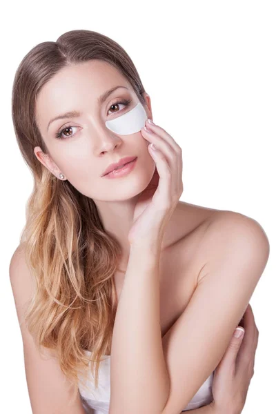 Closeup Portrait Beauty Model Face Mask Eye Aesthetic Facial Care — Stock Photo, Image