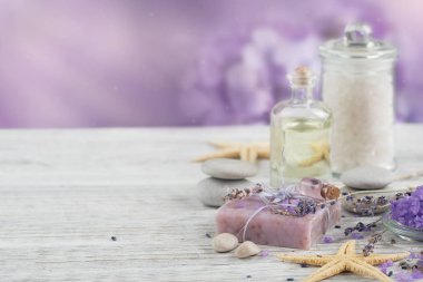 Deniz doğal el yapımı sabunlar tuz, kahve çekirdekleri, deniz yıldızı ve