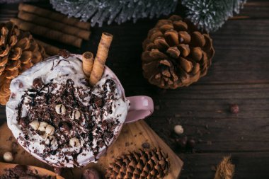 Sıcak çikolata veya kakao dr ile Noel ve yeni yıl kompozisyon