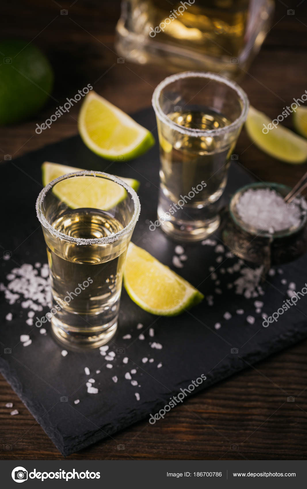Tequila Shot With Lime And Sea Salt Stock Photo Svittlana 186700786