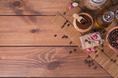 Doğal el yapımı Sabun, kozmetik aromatik yağ, kahve ile deniz tuzu