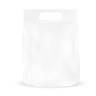 Beyaz gri cep aperatif çanta işlemek için delik ile paketleme