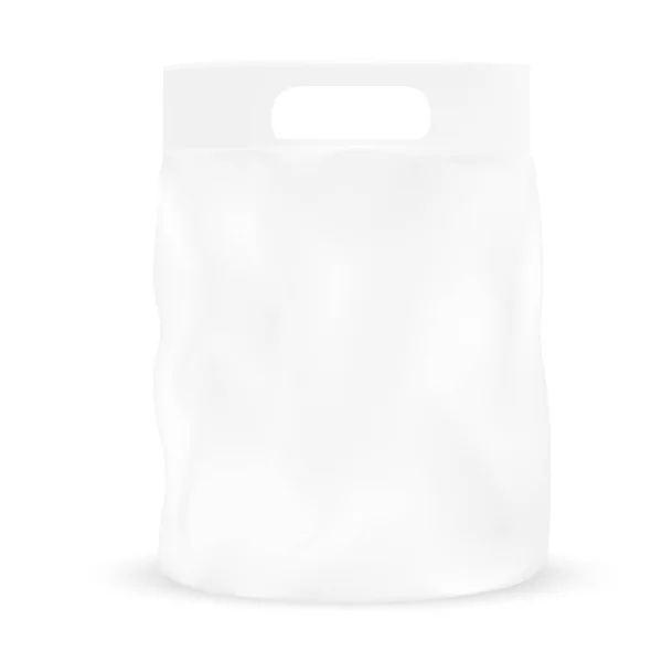 Sac à collation de poche d'emballage gris blanc avec trou à manipuler — Image vectorielle
