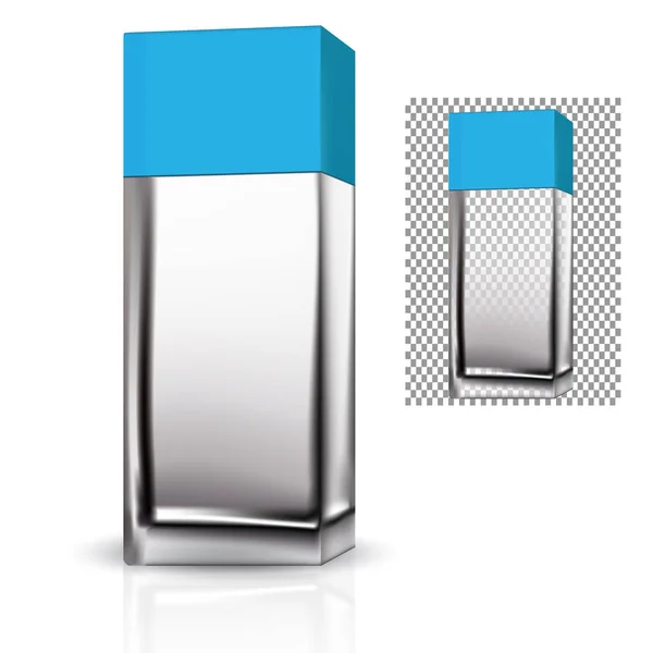 Dikdörtgen şişe parfüm güzellik ürünleri kozmetik mavi ca ile