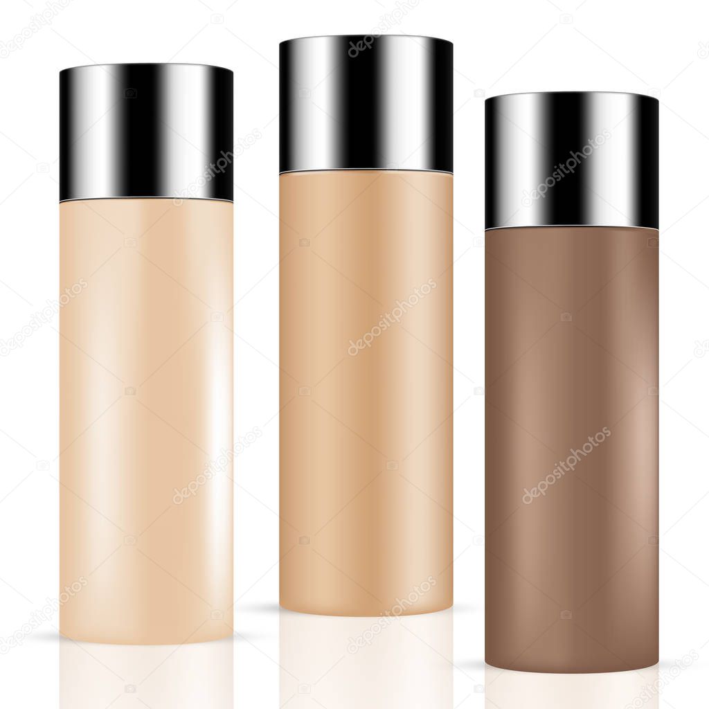 SET of different skin toned container beauty products/cosmetics