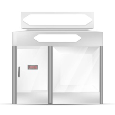 Beyaz gri Pos POI açık/kapalı 3d durak veya Kiosk