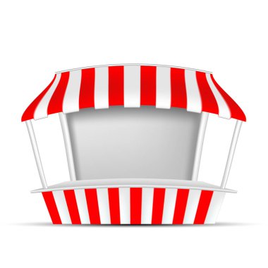 Kırmızı ve beyaz Pos POI açık/kapalı 3d durak veya Kiosk