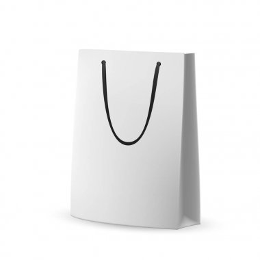 Vektör Ambalaj: Beyaz gri kağıt torba siyah string ile
