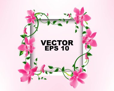 Orkide çiçek şablon tasarımı ile beyaz çerçeve